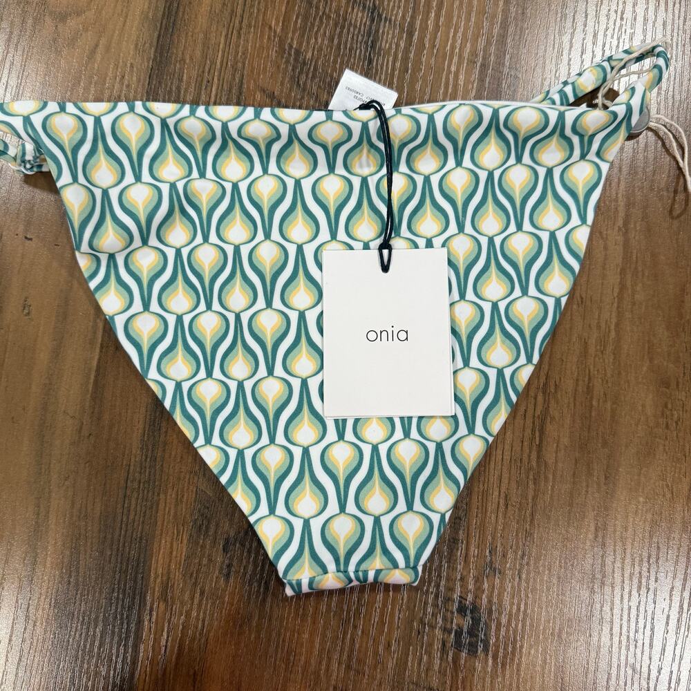 ONIA Hannah Low Rise Y2K Deep Sea Green Blue Bikini Bottom Medium - Picture 2 of 4